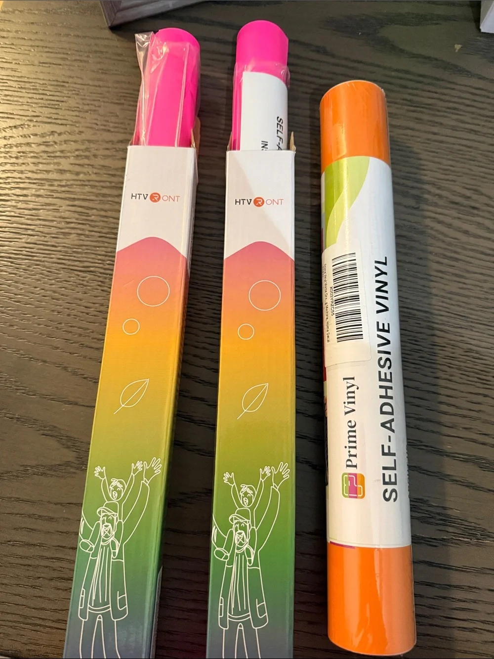 HTVONT Pink Self-Adhesive Heat Transfer Vinyl + Orange Self-Adhesive Vinyl